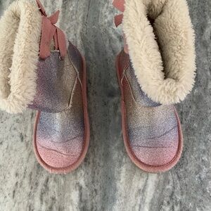 Kids Glitter Boots with Faux Fur Lining